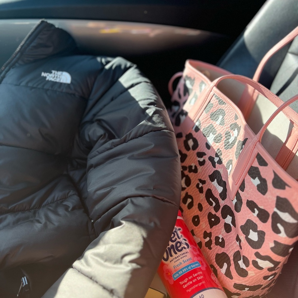 MCM Aren Pink and Black Leopard Print MD Tote Bag. Minor Flaws.
